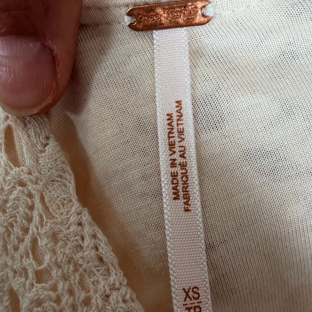 Free People Ivory Lace Crochet Gypsy Mini Dress XS New With Tags - Picture 6 of 10